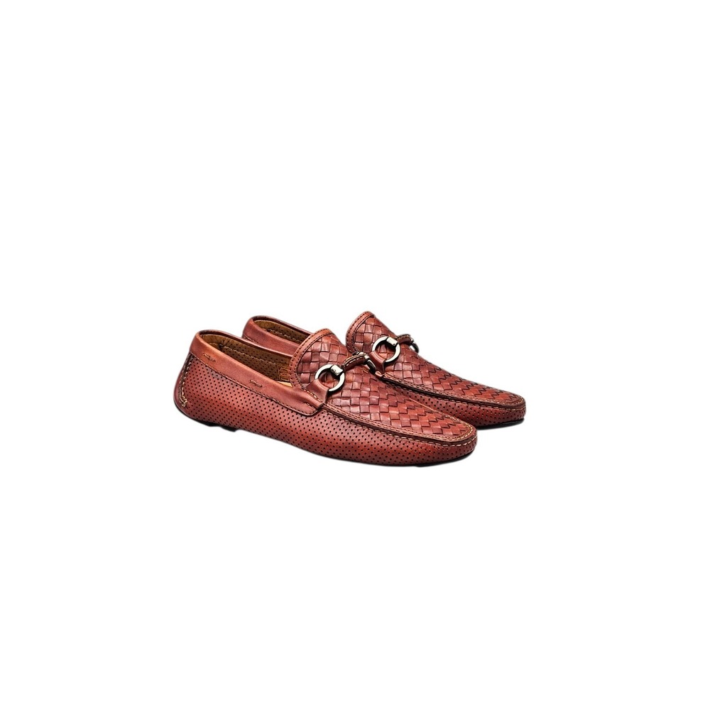 Magnanni Men's Size 7 M NWOB Brown Woven Leather Horsebit Loafers Drivers Shoes